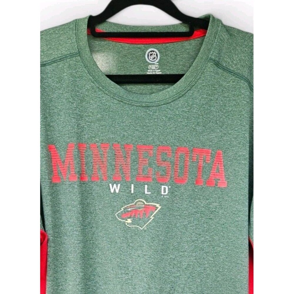 Minnesota Wild Performance TShirt Mens XL Green Red Short Sleeve Athletic NHL
